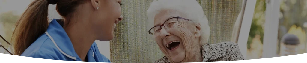Smiling senior care with nurse